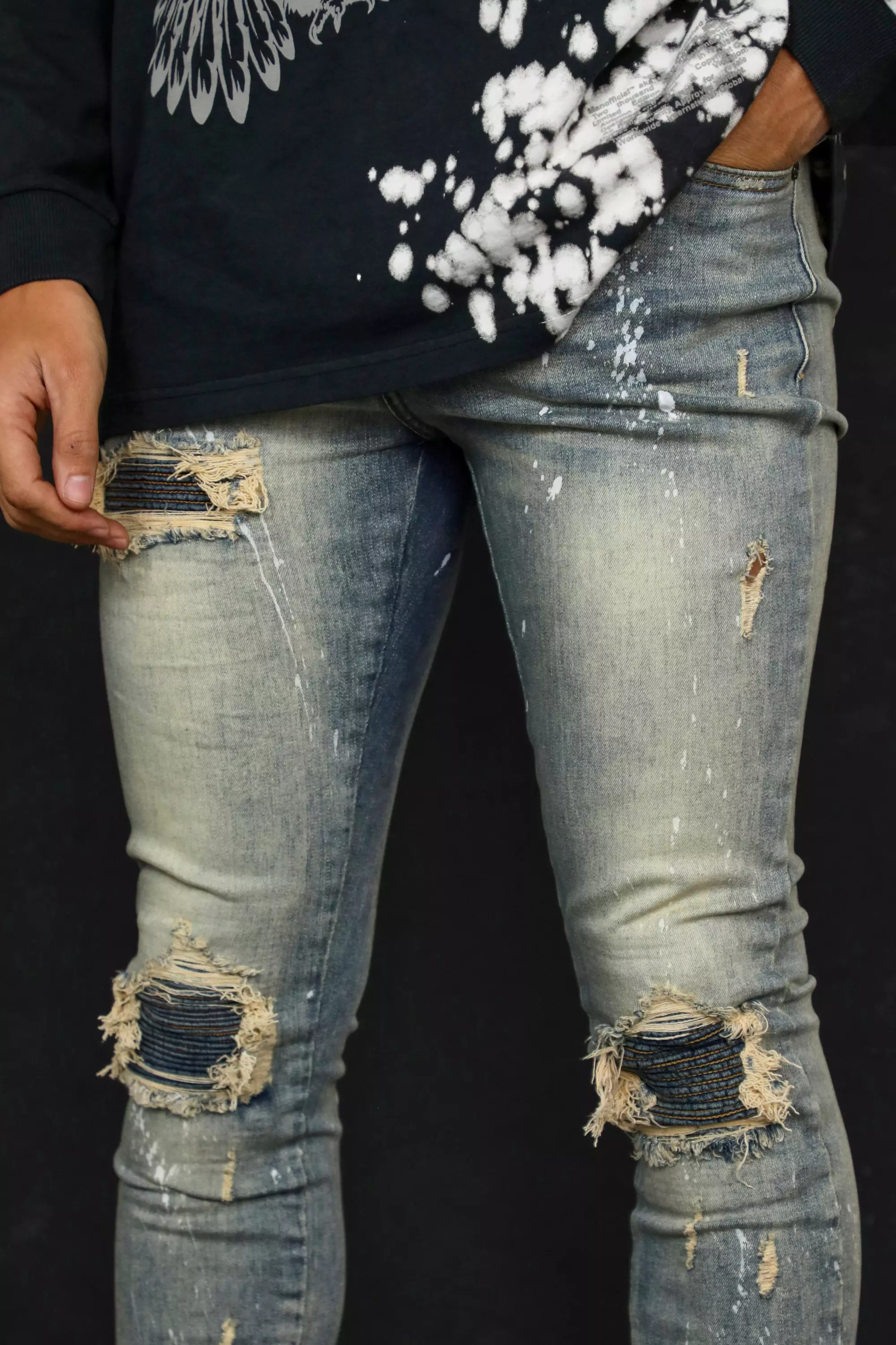 Boohooman biker jeans clearance